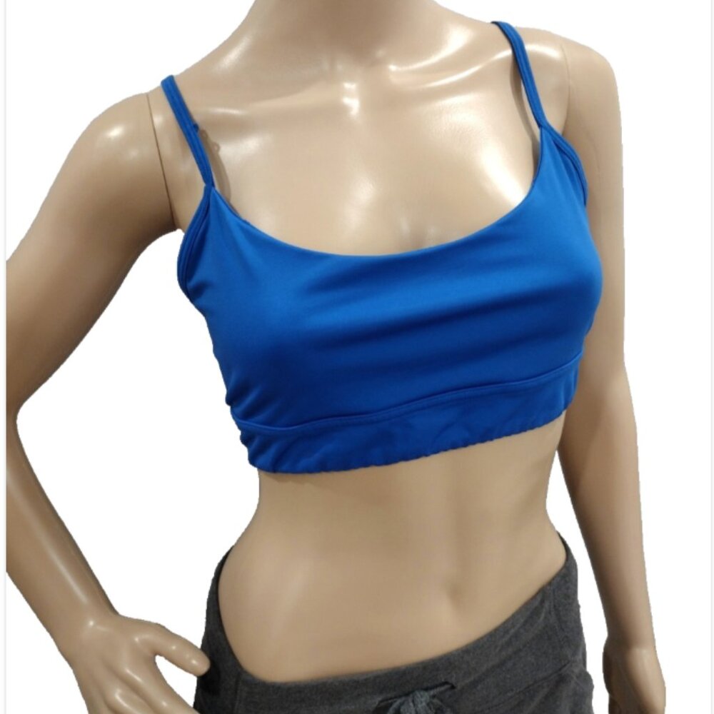 Balance Collection Women's Large Blue Sports Bra Strappy Back Spaghetti Straps